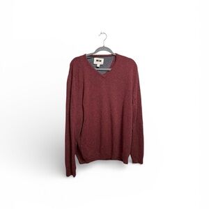 Joseph Abboud Men’s XXL 100% Recycled Cashmere Maroon V-Neck Sweater Soft Warm